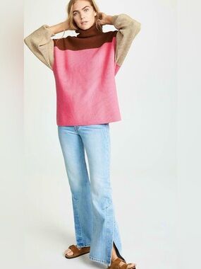 Free People Color-Blocked Knit Tunic , sz : large